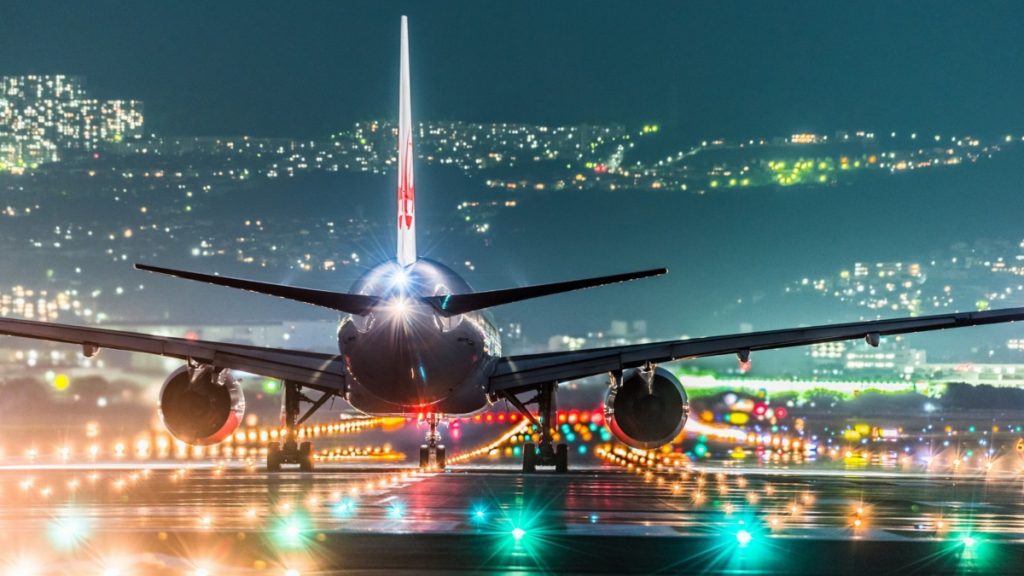Image of Jet On Runway At Night 1024x576